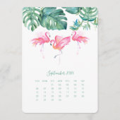 September Calendar Kaart, Roze Flamingo Menu (Voorkant)