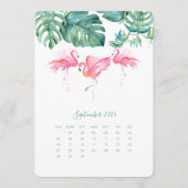 September Calendar Kaart, Roze Flamingo Menu (Voorkant)