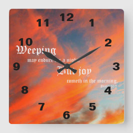 September Clouds with Psalm 30:5 Vierkante Klok