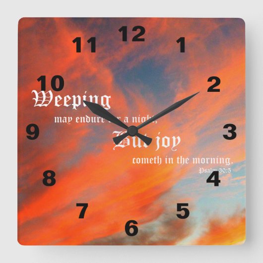 September Clouds with Psalm 30:5 Vierkante Klok (Voorkant)