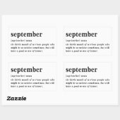 September Definitie Verjaardag Rechthoekige Sticker (Vel)