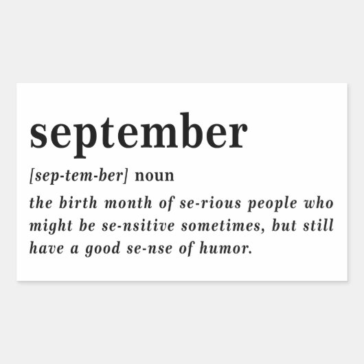 September Definitie Verjaardag Rechthoekige Sticker (Voorkant)