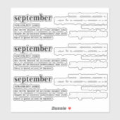 September Definitie Verjaardag Sticker (Vel)
