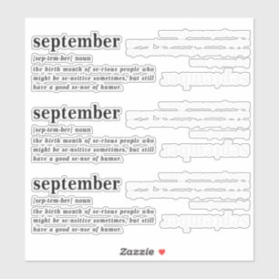 September Definitie Verjaardag Sticker