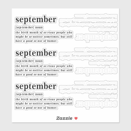 September Definitie Verjaardag Sticker (Vel)