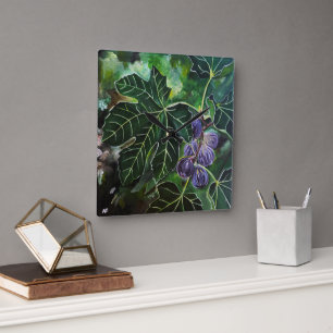 September Figs en zomerlicht door Alfred Fox Vierkante Klok