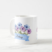 September Geboorte Aster Bloem Gepersonaliseerd Koffiemok (Voorkant links)