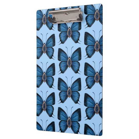 September Geboorte Blauw Saffier Vlinderpatroon Klembord (Links)