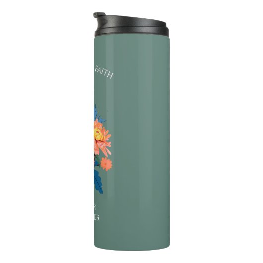 September Geboorte Bloem Aangepaste Naam Thermosbeker (Geroteerd rechts)