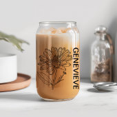 September Geboorte Bloem Aster met aangepaste naam Blikvorm Glas