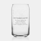 September Geboorte Bloem Aster met aangepaste naam Blikvorm Glas (Achterkant)
