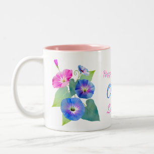 September geboorte bloem geschenken Ochtend glorie Tweekleurige Koffiemok