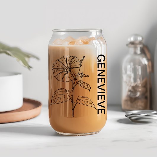 September Geboorte Bloem Morgen Glory Custom Naam Blikvorm Glas