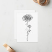 September Geboorte bloem verjaardagskaart, Aster Notitiekaartje (Voorkant / Achterkant in situ)