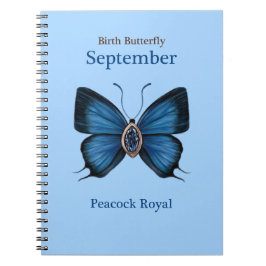 September Geboorte Edelsteen Vlinder - Peacock Roy Notitieboek