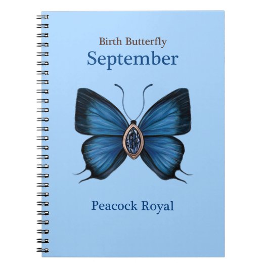 September Geboorte Edelsteen Vlinder - Peacock Roy Notitieboek (Voorkant)