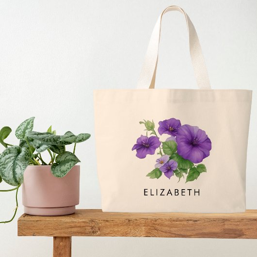September Geboorte Maand Bloem Aangepaste Gift voo Grote Tote Bag