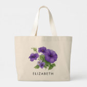 September Geboorte Maand Bloem Aangepaste Gift voo Grote Tote Bag (Achterkant)