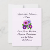 September Geboorte Maand Bloem Aster Gepersonalise (Voorkant)