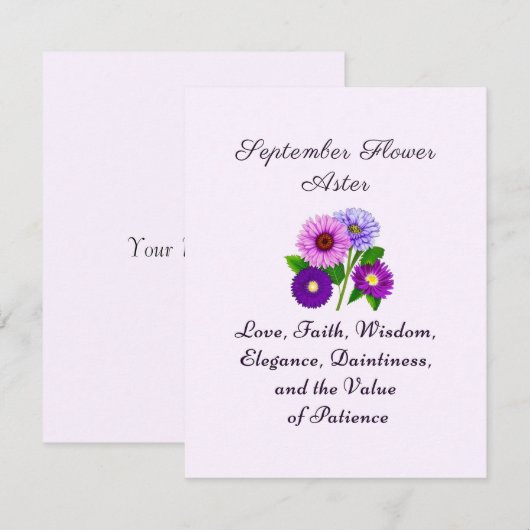 September Geboorte Maand Bloem Aster Gepersonalise (Voorkant / Achterkant)