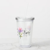 September Geboorte Maand Bloem Aster Gepersonalise Acryl Drinkbeker (Achterkant)