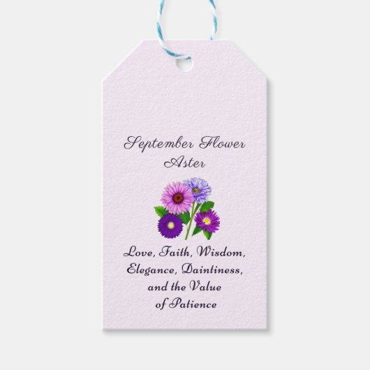 September Geboorte Maand Bloem Aster Gepersonalise Cadeaulabel (Voorkant)
