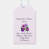 September Geboorte Maand Bloem Aster Gepersonalise Cadeaulabel (Achterkant)