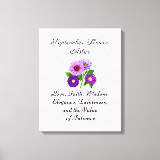 September Geboorte Maand Bloem Aster Gepersonalise Canvas Afdruk (Voorkant)
