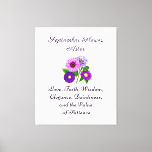 September Geboorte Maand Bloem Aster Gepersonalise Canvas Afdruk