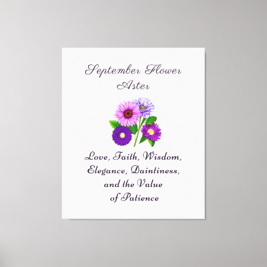 September Geboorte Maand Bloem Aster Gepersonalise Canvas Afdruk (Voorkant)
