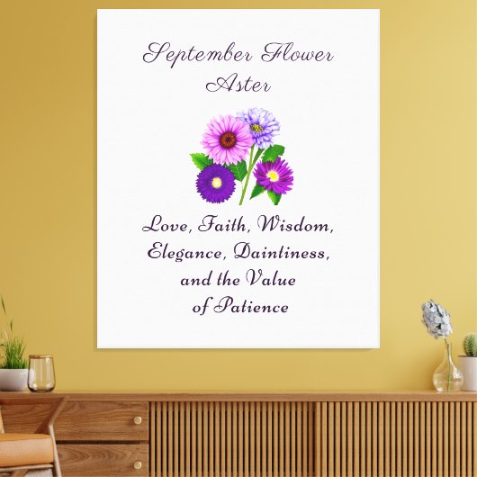 September Geboorte Maand Bloem Aster Gepersonalise Canvas Afdruk (Insitu (Woonkamer))