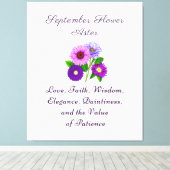 September Geboorte Maand Bloem Aster Gepersonalise Canvas Afdruk (Insitu (Houten vloer))