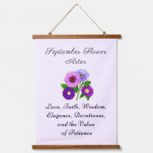 September Geboorte Maand Bloem Aster Gepersonalise Hangend Wandkleed (Voorkant)