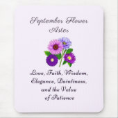 September Geboorte Maand Bloem Aster Gepersonalise Muismat (Voorkant)