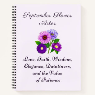 September Geboorte Maand Bloem Aster Gepersonalise Notitieboek