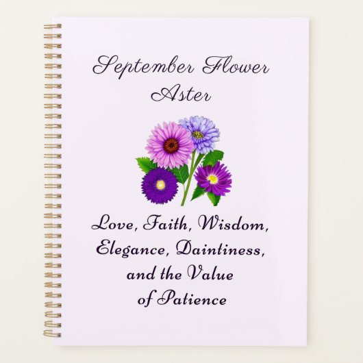 September Geboorte Maand Bloem Aster Gepersonalise Planner (Voorkant)