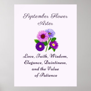 September Geboorte Maand Bloem Aster Gepersonalise Poster