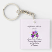 September Geboorte Maand Bloem Aster Gepersonalise Sleutelhanger (voorkant)