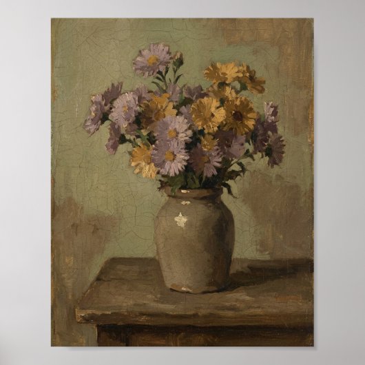 September Geboortebloem Aster II Poster (Voorkant)