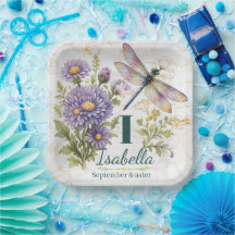 September Geboortebloem Aster & Libel
