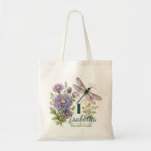 September Geboortebloem Aster & Libel Tote Bag (Voorkant)
