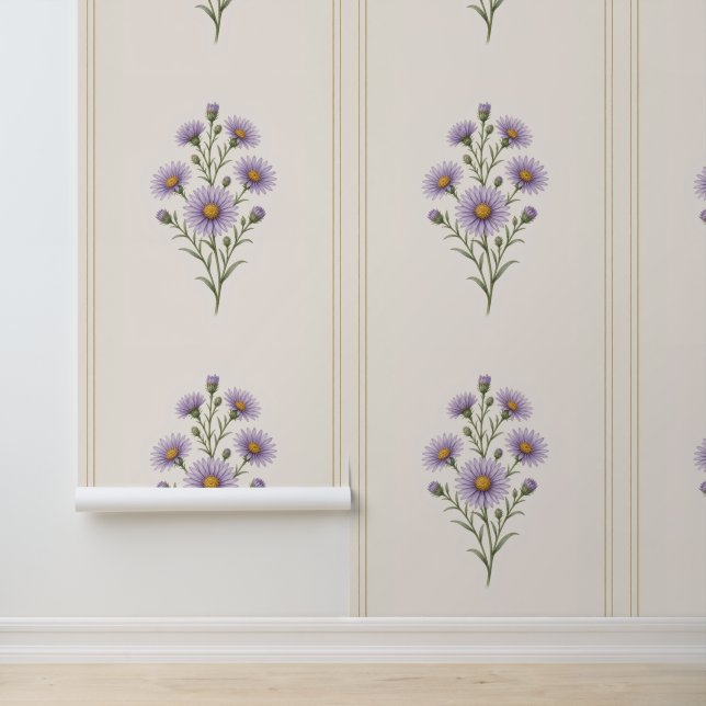 September Geboortebloem Behang, Aster Behang (Applicatie)