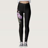 September Geboortebloem met Delicate Paarse Bloeme Leggings (Voorkant)
