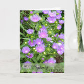 September Geboortebloem Paarse Stoker Asters Kaart (Voorkant)