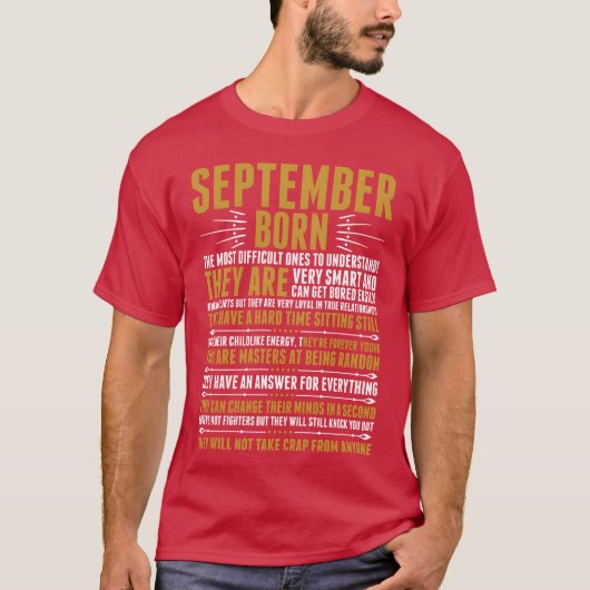 September Geboortecitaten shirt grappig (Voorkant)