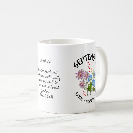 SEPTEMBER Geboortemaand Bloem gepersonaliseerd Koffiemok (Voorkant rechts)