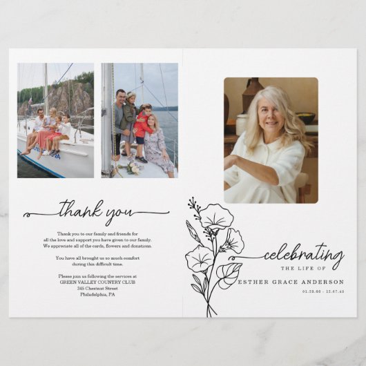 September Geboortemaand Bloemenbegrafenisprogramma Flyer (Voorkant)