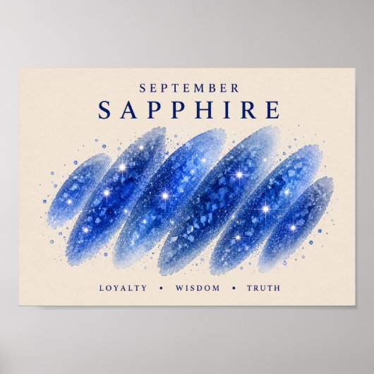September Geboortesteen Saffier Kunst A4 Poster (Voorkant)