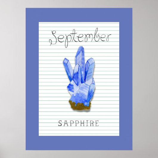 September Geboortesteen Saffier Kunstwerk Poster (Voorkant)