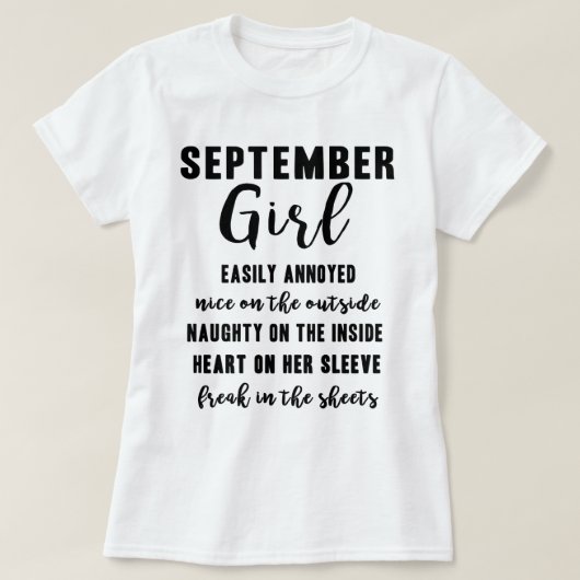 September Girl Birthday Gift Funny Dames T Shirt (Design voorkant)